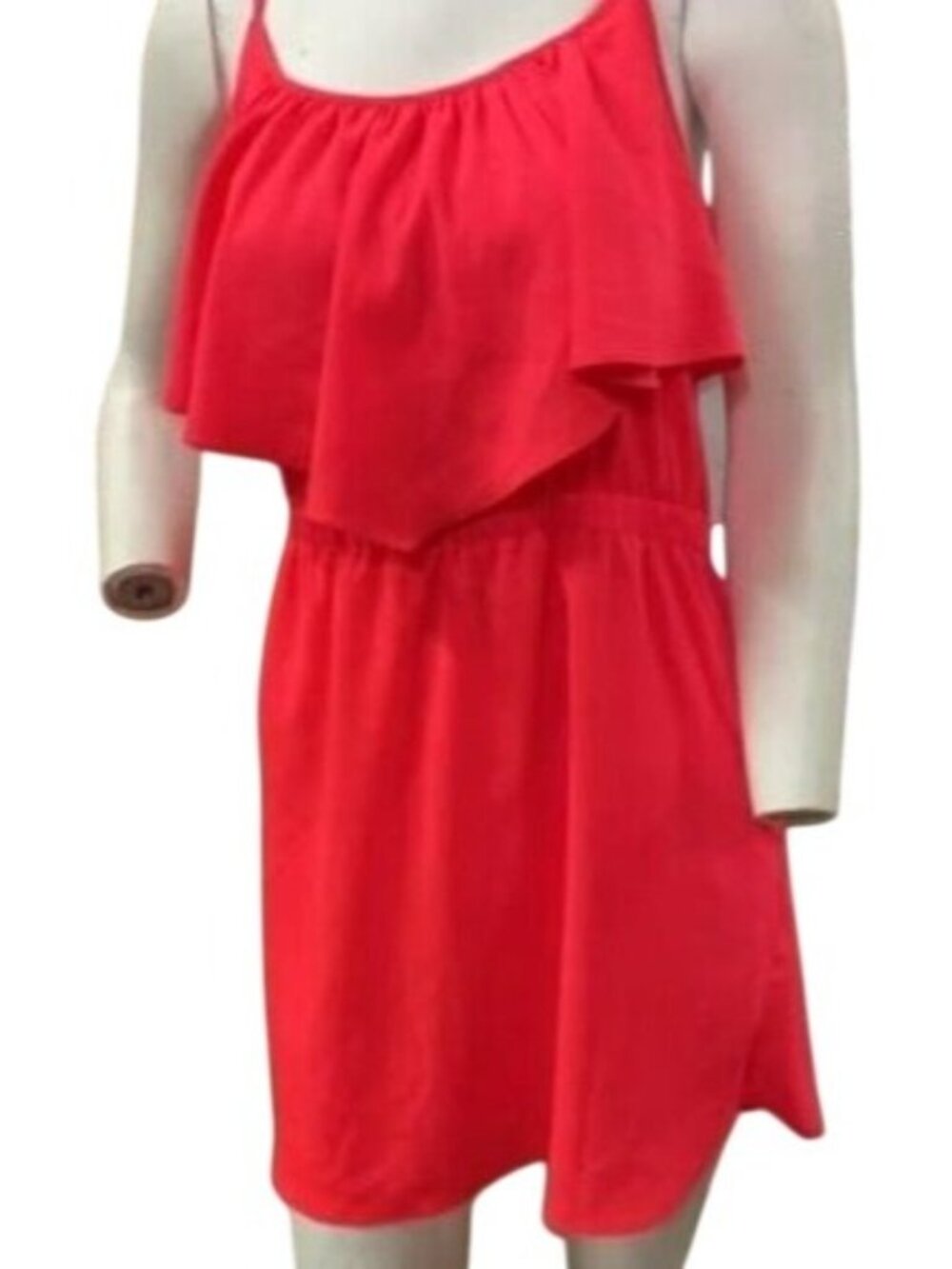American Eagle Vibrant Red chiffon mini dress with flounce ruffle top large